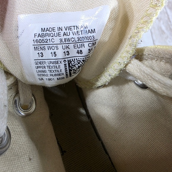 Converse Chuck 70 High Top Canvas Sneakers Unisex Yellow Casual Shoes 13 - Picture 9 of 9